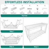 YITAHOME 48" Entry Console Table, 2-Shelf HIPS Indoor Outdoor Bar Table Multifunctional Buffet Storage Organizer with Adjustable Feet, Black YITAHOME