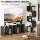 Furologee 6-Tier S-Shaped Geometric Bookshelf in Light Black Oak - Tall Industrial Display and Storage Shelf Furologee