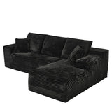 Modular Sectional Sofa Cloud Sectional Couch, 107" Comfy Fluffy L Shaped Black Couches for Living Room, Deep Seat Memory Foam Plush Corduroy Boneless Couch Sectionals with Right Facing Chaise Sofa HYJT-H&K