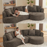 Trygoal Modern Curved L-Shape Sectional Sofa, Luxury Oversized Upholstered Sofa with Deep Seat, Comfy Sleeper Couch with Left Chaise Lounge, Boneless Cloud Curved Couch for Living Room, Cream Trygoal