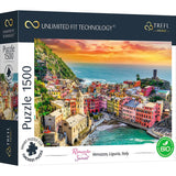Trefl Romantic Sunset: Vernazza, Liguria, Italy 1500 Piece Jigsaw Puzzle Prime 33"x23" Thick Cardboard, Italy, Sunset, Creative Entertainment for Adults and Children from 12 Years Old Trefl