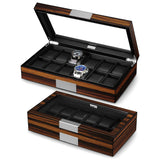 Lifomenz Co 12 Watch Box for Men Watch Display Case Wood Luxury Watch Box with Large Glass Window,Watch Organizer Box with Ultra Smooth PU Leather Interior Lifomenz Co