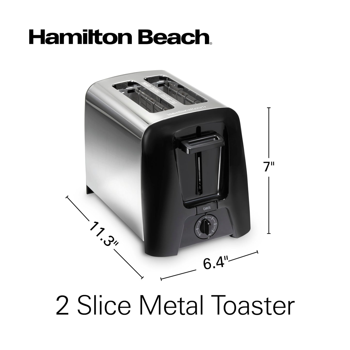 Hamilton Beach 2 Slice Toaster with Extra Wide Slots, Shade Selector, Auto-Shutoff, Cancel Button and Toast Boost, Black