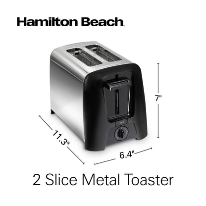 Hamilton Beach 2 Slice Toaster with Extra Wide Slots, Shade Selector, Auto-Shutoff, Cancel Button and Toast Boost, Black