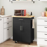 Shintenchi Kitchen Island Cart with Storage,Rolling Kitchen Island Side Table on Wheels with Worktop,Single Door Storage Cabinet and Drawer for Kitchen,Dinning Room, Black Shintenchi