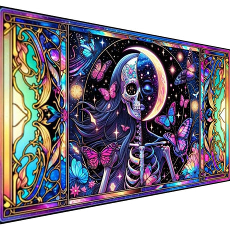 5D Large Diamond Art Painting,Skull Butterfly Diamond Art Kits for Adults,DIY Full Drill Crystal Rhinestone Arts and Crafts,Colorful Skull Art Painting with Diamond Home Wall Decor 27.5 X 15.7inch pchmcu