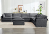 ROWHY 150'' Modular Sectional Sofa Cloud Couch, Corner Sofa Big Comfy Corduroy Oversized L Shaped Couch with 4 Pillows, Chaise, Ottoman, Deep Seat Couches for Living Room Office, Dark Grey ROWHY