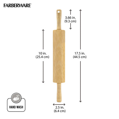 Farberware Classic Wood Rolling Pin, 17.75 Inch, Natural