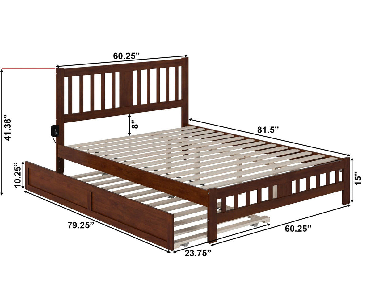 AFI, Tahoe Queen Platform Bed with Matching Footboard, Twin XL Trundle, Walnut AFI