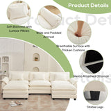 Oprisen Modular Sectional Sofa, Comfy Cloud Couch Sectional Sofa with Ottoman, Chenille Sofa Sleeper Deep Seat Sofa with Throw Pillows for Living Room (Beige White, 120"- U Shape) Oprisen