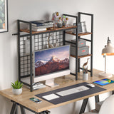NOVIMANGO Desktop Shelf, Computer Desktop Bookcase, 37.4" Desk Bookshelf, Desk Hutch Organizer for Computer, 3-Tier Multipurpose Wood Desk Hutch Bookshelf NOVIMANGO