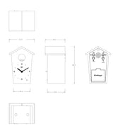 KOOKOO Birdhouse Mini Black, Tiny Modern Cuckoo Clock with 12 Natural Bird Songs or Cuckoo Call KOOKOO