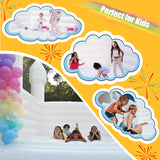 Inflatable White Bounce House Castle, 13x13x10ft Large Jumper PVC Bouncy House with Blower for Toddler Kids and Adults Indoor or Outdoor Wedding Birthday Party ZAFIED