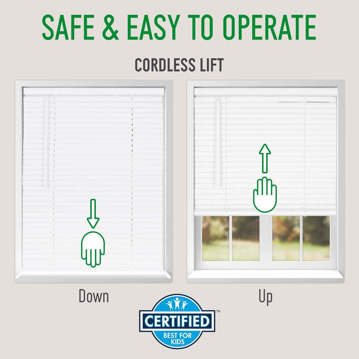 CALYX INTERIORS Room Darkening Vinyl Mini Blinds, Cordless, 1" Slat, 35" W x 60" H, White Calyx Interiors