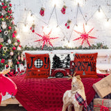 DIYDEC 4pcs Christmas Pillow Covers 18x18 Inch Red Pillow Covers Xmas Decorations Buffalo Tree Truck Merry Christmas Pillows Winter Holiday Farmhouse Seasonal Throw Case Decor for Sofa Couch DIYDEC