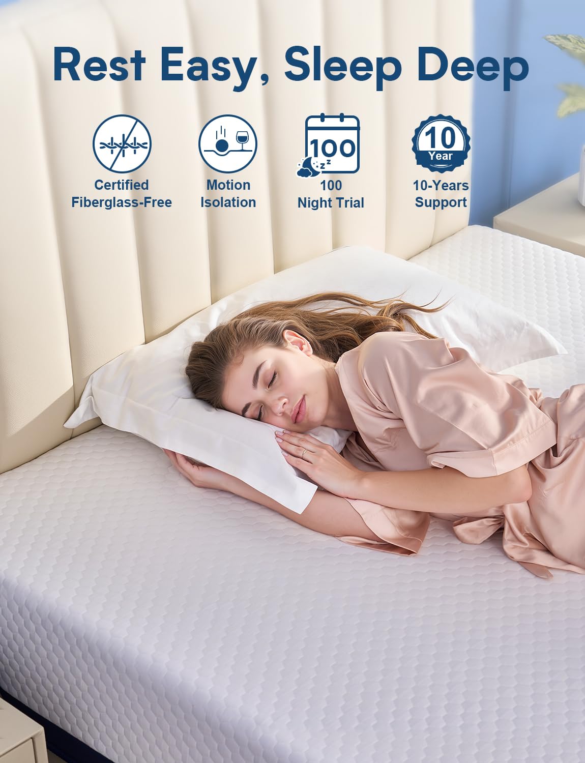 Grbsy Firm King Size Mattress, 14 Inch Cooling Gel Memory Foam Mattress, Back Pain Relief, Cooling Ice Silk Cover, Bed Mattress in Box, CertiPUR-US Certified Grbsy