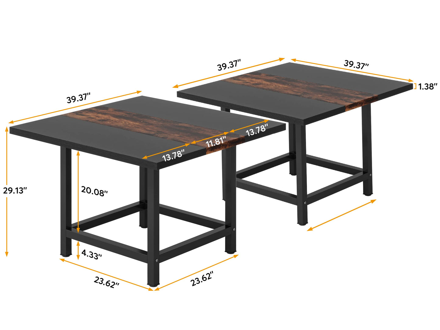 Tribesigns 6.5 Ft Modular Conference Room Table, Rustic Rectangle 78.74L X 39.2W X 29.52H Inches Wood Seminar Table for Office, Conference Room,2 Separate Tables (Chair not Included) (2, Rust - WoodArtSupply