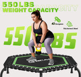 BCAN 48" Mini Trampoline, 550 LBS Fitness Trampoline with T-Adjustable Handle Bar, Bungees, Stable & Quiet Exercise Rebounder for Adults Indoor/Garden Workout-Green BCAN