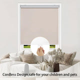 Ajadeblind Blackout Roller Shades for Windows, Thermal Insulated Pull Down Shade, Total Blackout Window Blinds for Home,Office,Bedroom,Door (Linen Beige,23''x72'') Ajadeblind