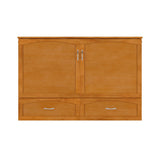 AFI, Marion Queen Wood Murphy Bed Chest with 6" Mattress, Storage Drawer, & Built-in Charger, Light Toffee AFI