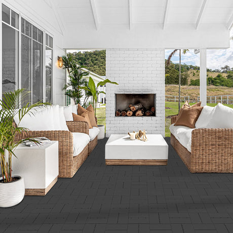 Goovilla Plastic Interlocking Deck Tiles, 9 Pack Outdoor Patio Flooring, 12"x12" Interlocking Decking Tile Outdoor All Weather Use, Waterproof Patio Pavers for Pool Balcony Backyard Porch, Dark Grey Goovilla