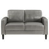 Coaster Home Furnishings - Ruth - Faux Leather - Upholstered Loveseat with Track Arms, Foam-Filled Cushions, and Straight Tapered Legs - Living Room - Gray - 508366 Coaster Fine Furniture