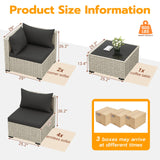 UDPATIO Outdoor Patio Furniture Set, 7-Piece Modular Sectional Sofa with Tea Table, PE Wicker Outdoor Conversation Set for Patio, Garden, Backyard Black UDPATIO