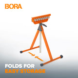 BORA Portamate PM-5093 Tri Function Pedestal Roller 11.25" Polished Steel Roller, Ball Bearing Multi-Directional Rollers Bora