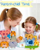 Vaiheng Toys for Toddlers 1-3, Montessori Toys for 1 2 3 4 Year Old Boys & Girls, Toys Age 2-4 0-2 Kids Baby, 1 2 3 Year Old Girls Boys Gifts, Wooden Animal Blocks Stacking Education Puzzles Toys Vaiheng