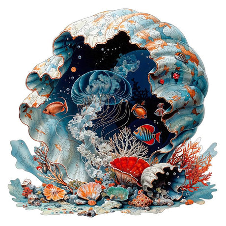 Jigfoxy Wooden Puzzles for Adults, Seashell Wood Puzzles Adult, Unique Animal Shape Wooden Jigsaw Puzzles for Adults, Birthday Gifts for Puzzle Lovers, Family(S-8.4 * 8.4in-102pcs) Jigfoxy