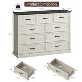 Farmhouse 9 Drawer Dresser for Bedroom, 55 Inch Wide Modern White Dresser TV Stand with Large Drawers & Bar Handles, Rustic Wood Chest of Drawers for Bedroom, Living Room, Hallway, Entryway. CARPETNAL
