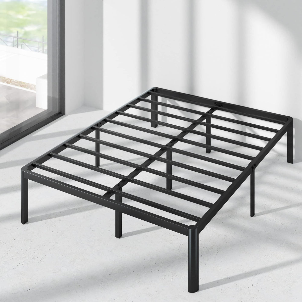 ZINUS Van 16 Inch Black Metal Platform Bed Frame with Steel Slat Support - No Box Spring Required, Full Size Zinus