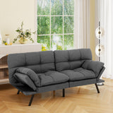 Vipbear 71" Futon Sofa Bed - Convertible Sofa Beds/Adjustable Backrest & Armrest,Detachable Cushion, Loveseat Sleeper for Small Spaces, Apartments & Offices, Grey Futons Vipbear