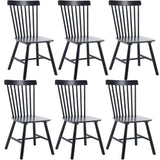 DM Furniture Windsor Dining Chairs Set of 6 Armless Dining Room Chair with Spindle Back,Farmhouse Side Chair,Solid Wood French Country Kitchen Chairs for Home/Restaurant/Patio, Black DM Furniture