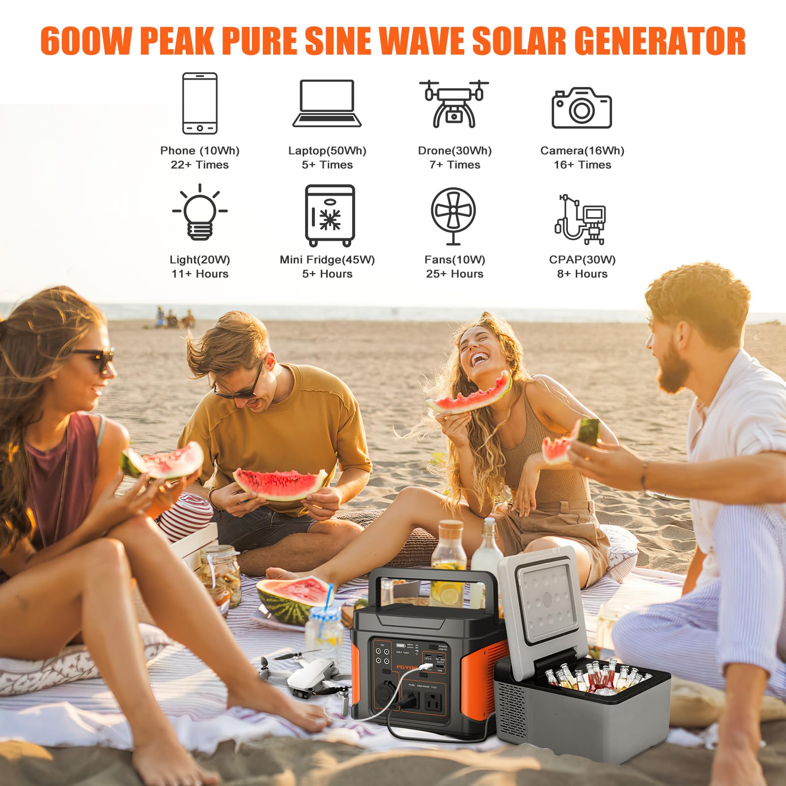 PGYOB 400W Portable Power Station, 296Wh Outdoor Solar Generator Backup Ternary Battery Pure Sine Wave Power Pack with AC/DC Outlet, PD 65W USB-C Outlet for Home, Camping, RV, Blackout, CPAP - WoodArtSupply