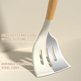 Umite Chef Kitchen Cooking Utensils Set, 33 pcs Non-stick Silicone Cooking Kitchen Utensils Spatula Set with Holder, Wooden Handle Silicone Kitchen Gadgets Utensil Set (Cream White) Umite Chef