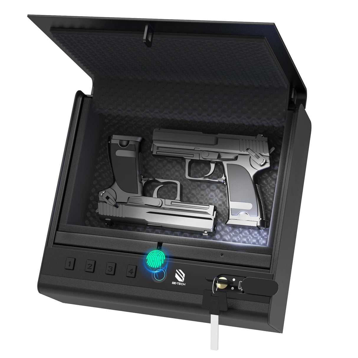 BE-TECH Gun Safe for Handgun, Large Capacity Biometric Pistol Safe with 99.9% Accuracy Fingerprint Quick Access - Ideal for Nightstand, Car, Bedside, Wall BE-TECH