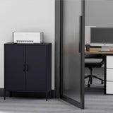 Washsemba Metal Storage Cabinet with Doors and Shelves,Multipurpose Storage Rack, 3-Tier Shelf,Metal Locker Style Accent Cabinet for Home Office,Living Room,Kitchen (Black, 40''H) Washsemba