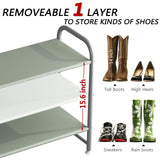 INGIORDAR Shoe Rack 3 Tier Long Storage Organizer Wide Metal Shoe Shelf for Closet Entryway Grey INGIORDAR