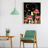 Ginkko Paint by Numbers Kit for Adults Beginner & Kids Ages 8-12 with Wooden Frame Easy Acrylic on Canvas 12x16 inch with Paints and Brushes, Moon Mushroom Forest Butterfly(Include Framed) Ginkko