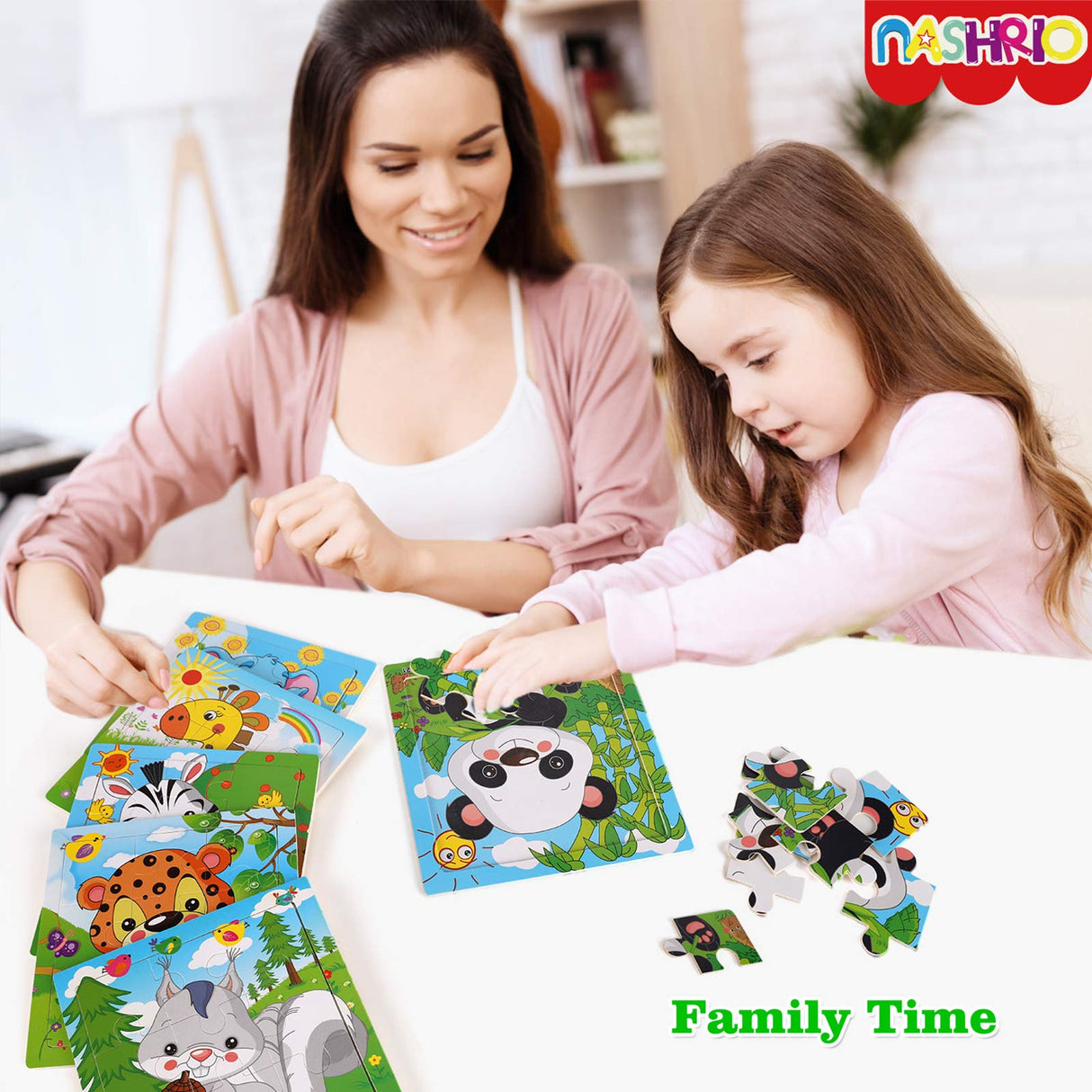 NASHRIO Wooden Puzzles for Toddlers 2-5 Years Old(Set of 6), 9 Pieces Preschool Educational and Learning Animal Jigsaw Puzzle Toy Gift Set for Boys and Girls NASHRIO