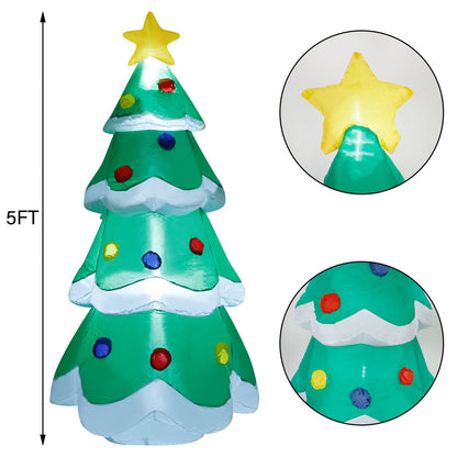 DR.DUDU 5 FT Inflatable Christmas Tree, LED Light up Xmas Tree Blow up Decorations for Christmas Party Indoor Outdoor Yard Garden Lawn Holiday Party