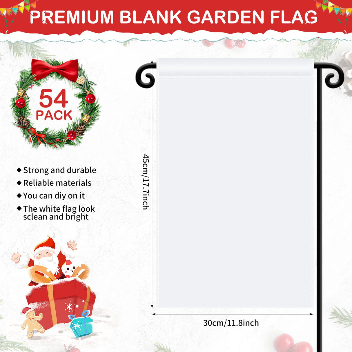 Shimeyao 54 pcs Blank Sublimation Flags DIY Lawn Garden Flags Blank Heat Transfer Banner 11.8 x 17.7 Inches Sublimation Polyester Lawn Flag for Christmas Halloween Thanksgiving Festival Indoor Outdoor Shimeyao