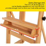MEEDEN Studio H-Frame Easel with Storage Tray, Solid Beech Wood Artist Painting Easel, Best Wooden Floor Easel, Holds Canvas Art up to 48" MEEDEN