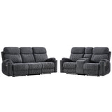 HAOMARKETS 2-Piece Power Recliner Sofa Set with Charging Port, Include 2-Seater Loveseat Reclining Couch with Hidden Storage and Cup Holders and 3-Seater Recliner Couch for Living Room, Dark Grey HAOMARKETS