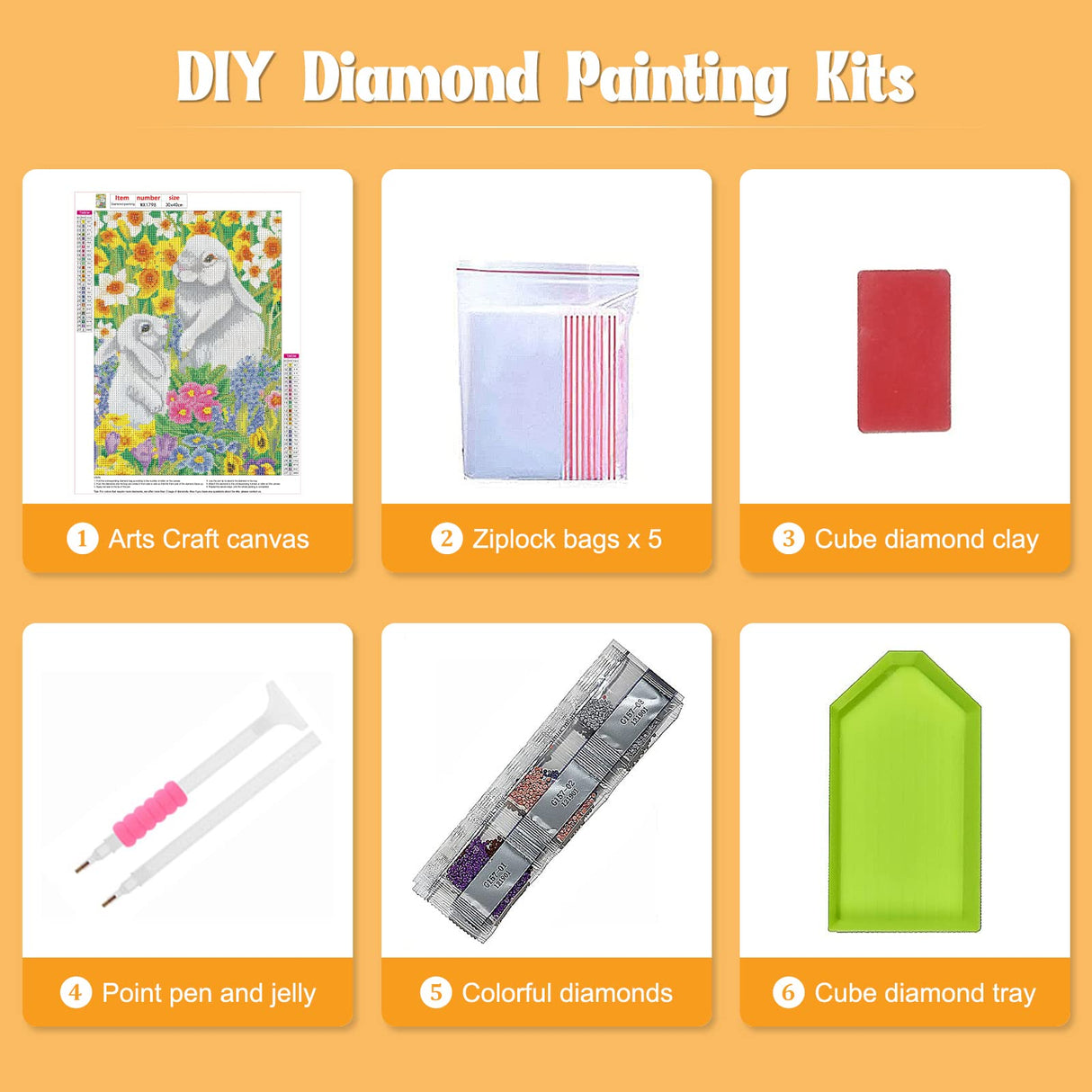 NAIMOER Easter Bunny Diamond Art Kits for Adults, Rabbit with Flowers Diamonds Art Kits, DIY 5D Full Drill Diamond Art Spring Diamond Dots Diamond Art Kits for Home Decor 30x40cm NAIMOER