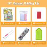 NAIMOER Easter Bunny Diamond Art Kits for Adults, Rabbit with Flowers Diamonds Art Kits, DIY 5D Full Drill Diamond Art Spring Diamond Dots Diamond Art Kits for Home Decor 30x40cm NAIMOER