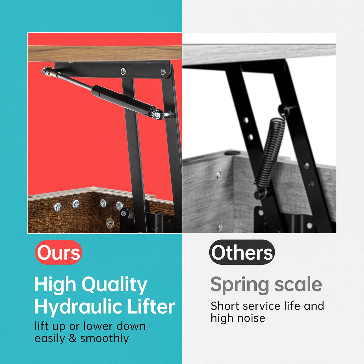 FDW Lift Top Coffee Table with Hidden Compartment and Storage Shelf Wooden Lift Tabletop for Home Living Room Reception Room Office (Brown) FDW