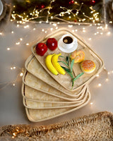 PEMAR Set of 6 Bamboo Wicker Serving Trays for Foods and Drinks, Rectangular Lap Trays for Breakfast. Decorative Bamboo Wood Basket Platters for Coffee Table, Picnic, Bed Eating PEMAR