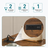 RALGEND Kitchen Island with Storage, Kitchen Cart with Charging Station, Rolling Kitchen Island Table with Drop-Leaf, 3 Drawers, Barn Doors, Towel Rack and Spice Rack, Black and Rustic Brown RALGEND